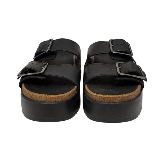 Clarks Botanic Black Leather Strap Sandals Shoes Women's Slide size 8 M - Picture 5 of 11